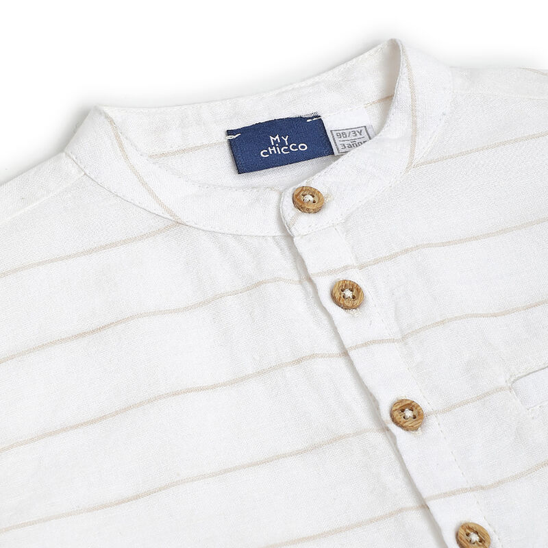 Boys White Striped Long Sleeve Shirt image number 2